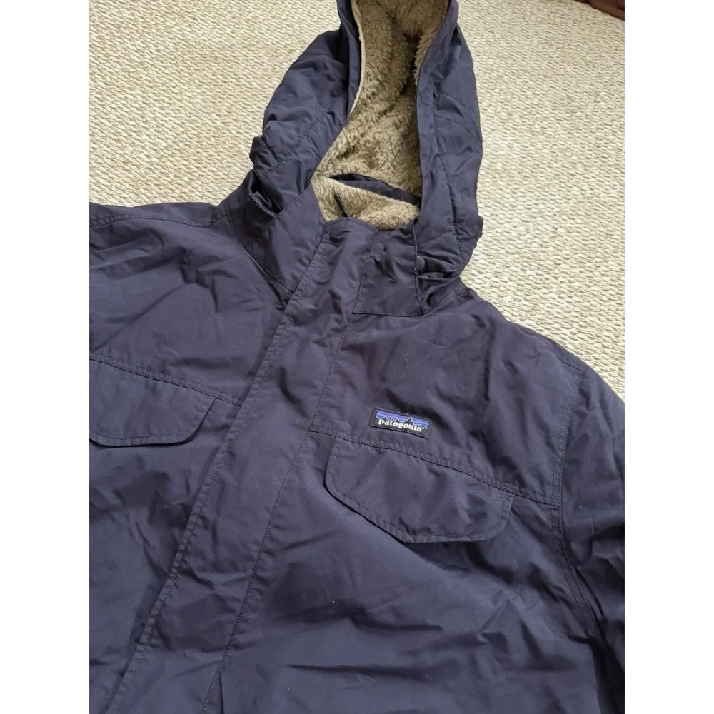 mens patagonia isthmus parka large Hoodie Navy Jacket Sherpa - Picture 6 of 10